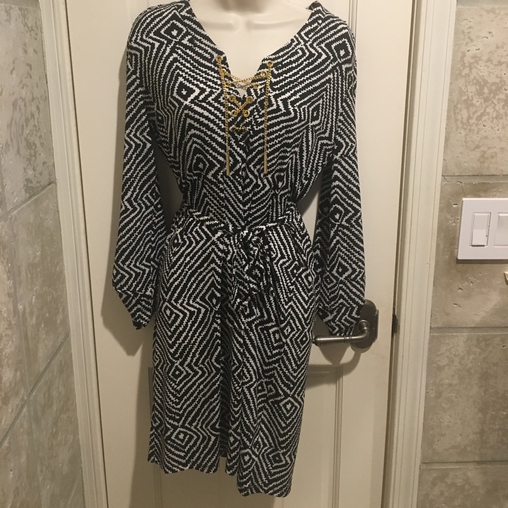 Black and White Dress with Gold detail